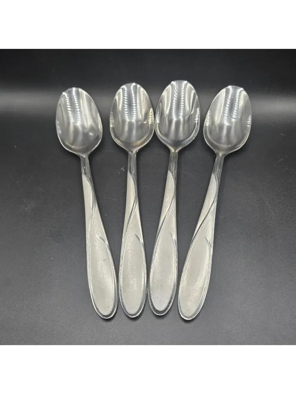 4 Cambridge Small Spoons 3 Large Spoons Swirl Sand Stainless Flatware Spoons